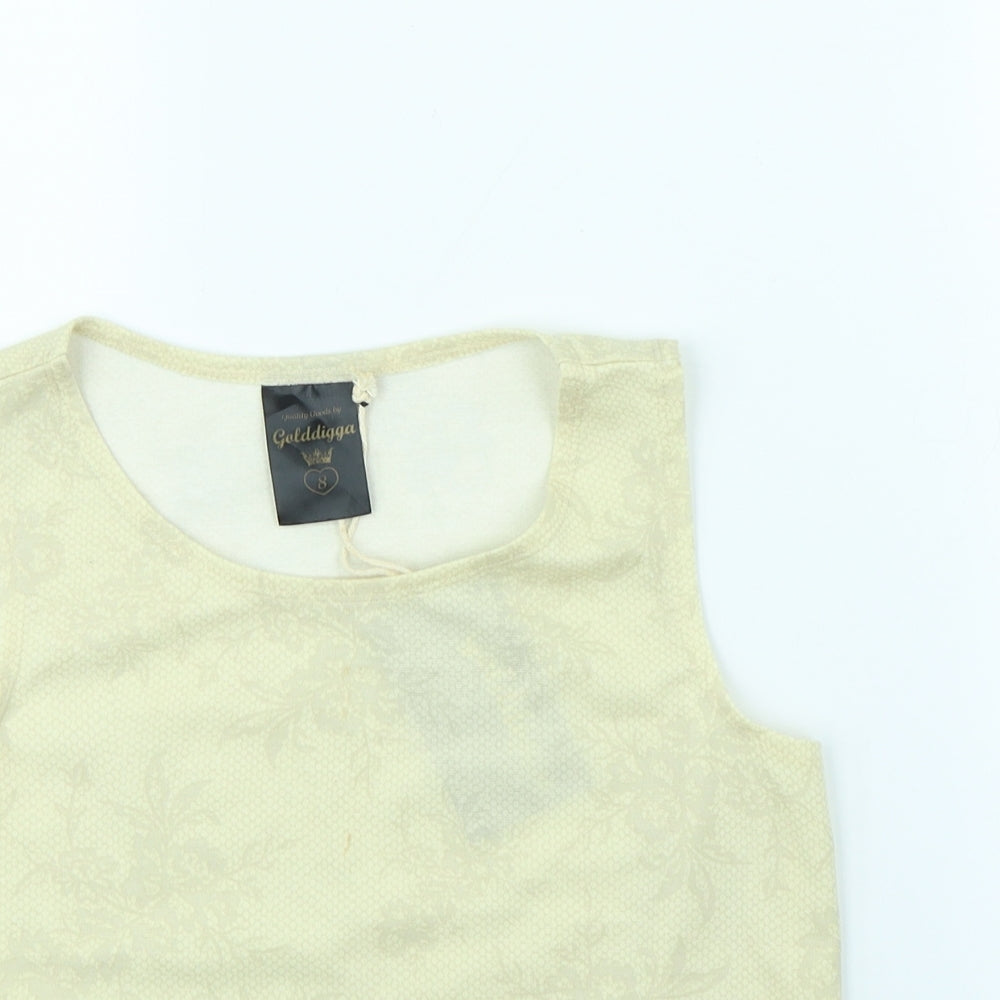Golddigga Womens Beige   Cropped Tank Size 8