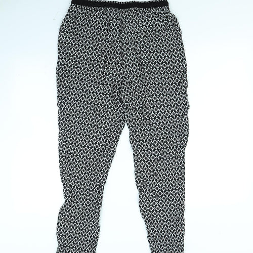 New Look Womens Black Geometric  Trousers  Size 10 L27 in
