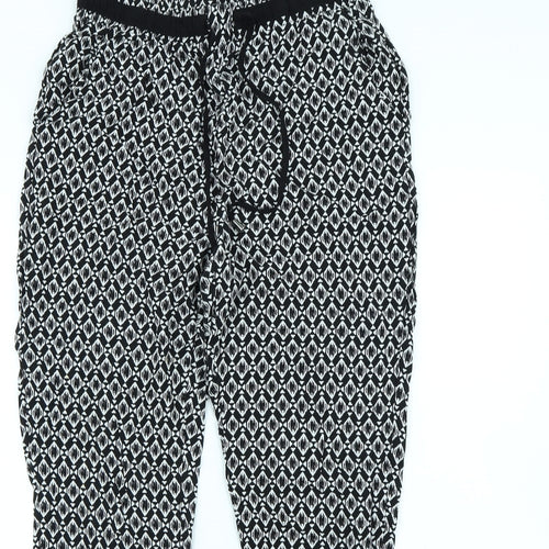New Look Womens Black Geometric  Trousers  Size 10 L27 in