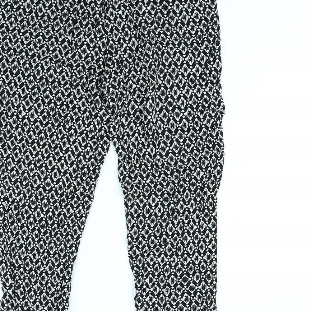 New Look Womens Black Geometric  Trousers  Size 10 L27 in