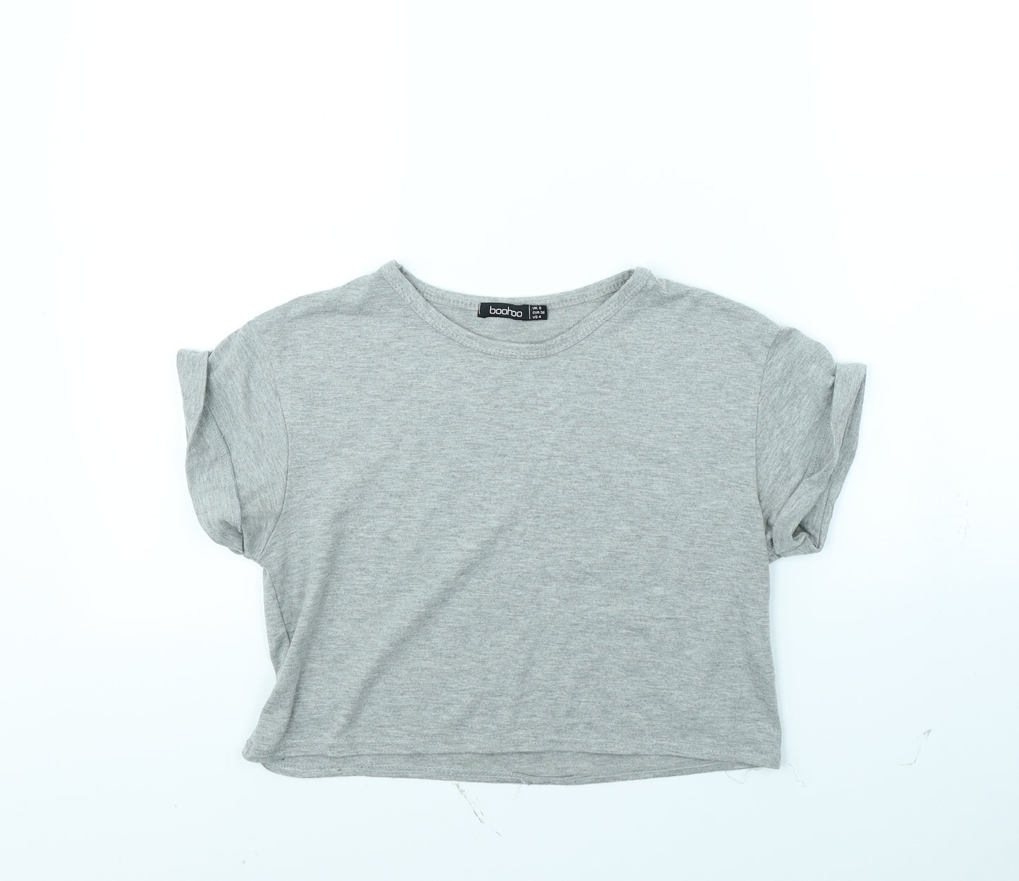 Boohoo Womens Grey   Cropped T-Shirt Size 8