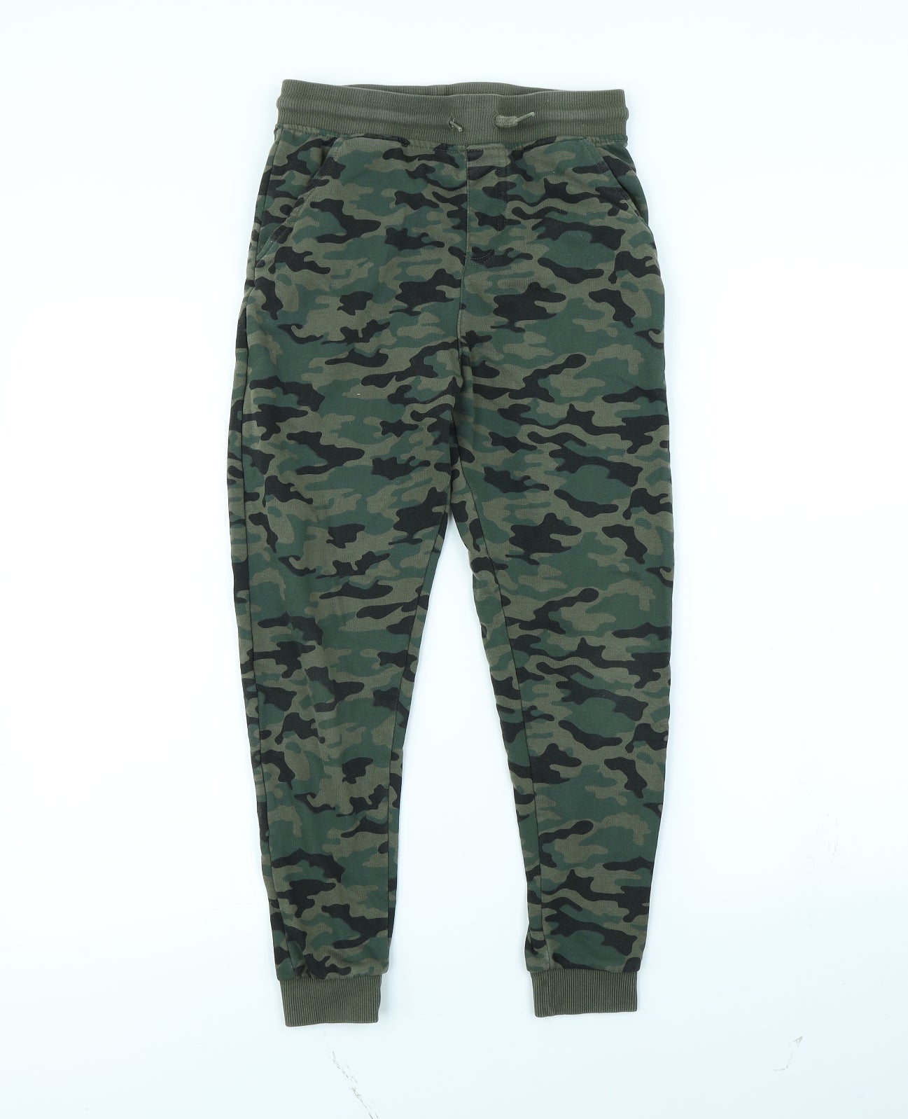 George Boys Green Camouflage Ramie Jogger Trousers Size 10 Years