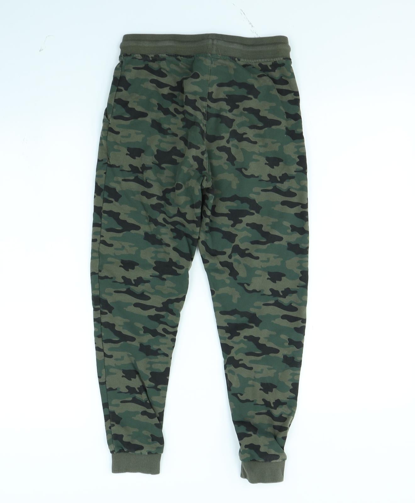 George Boys Green Camouflage Ramie Jogger Trousers Size 10 Years