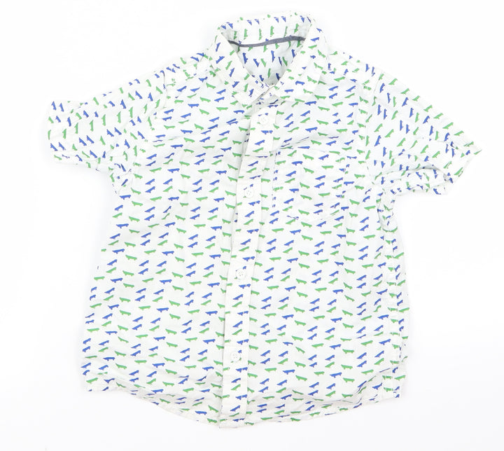Preworn Boys White Fair Isle Basic Button-Up Size 3 Years - V
