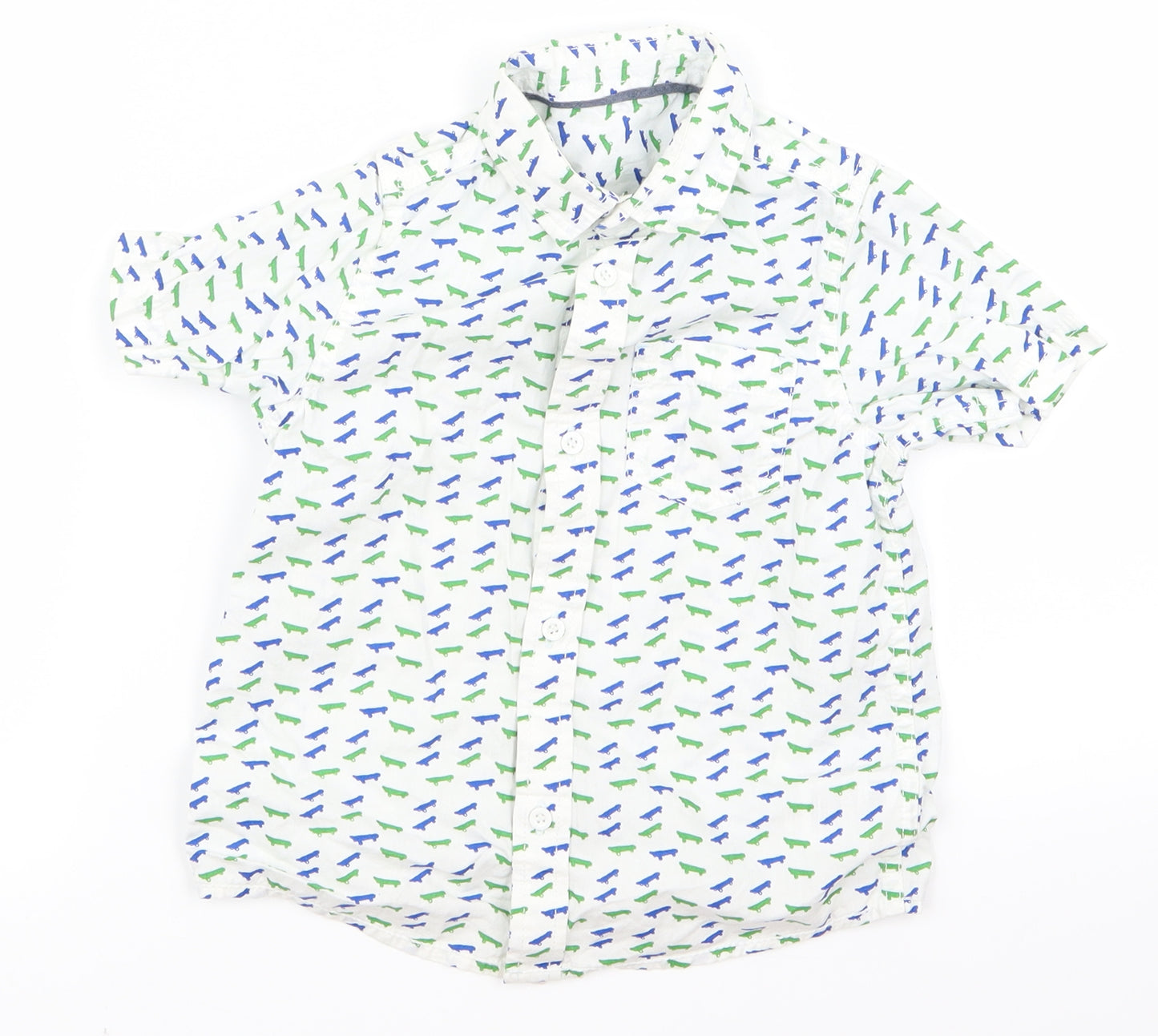 Preworn Boys White Fair Isle  Basic Button-Up Size 3 Years  - V