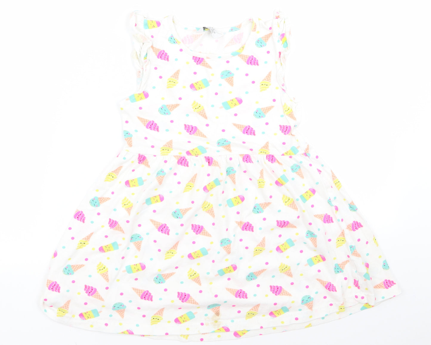 Primark Girls White   A-Line  Size 7 Years  - ice cream