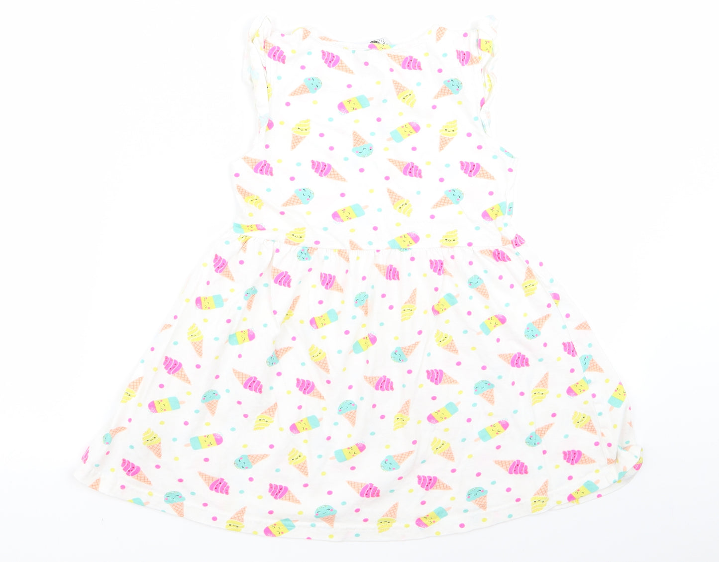 Primark Girls White   A-Line  Size 7 Years  - ice cream