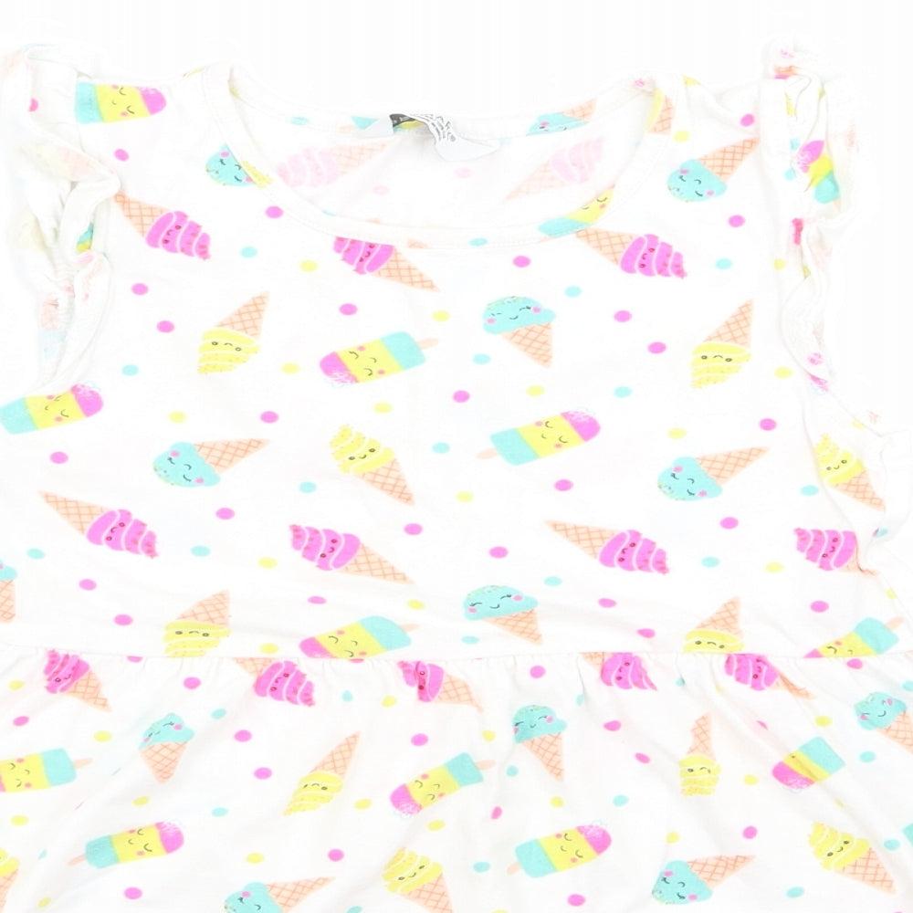 Primark Girls White   A-Line  Size 7 Years  - ice cream