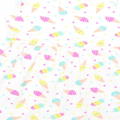 Primark Girls White   A-Line  Size 7 Years  - ice cream