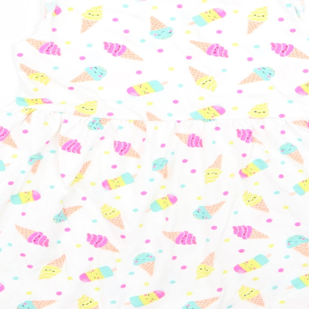 Primark Girls White   A-Line  Size 7 Years  - ice cream
