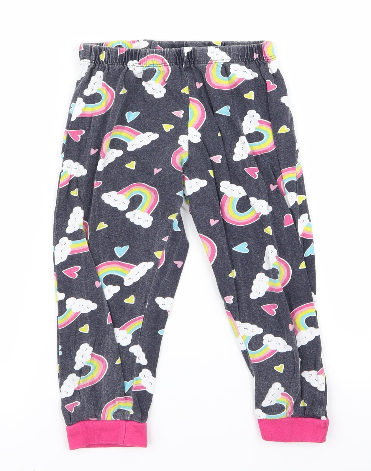 Preworn Girls Blue   Sweatpants Trousers Size 7 Years - rainbow