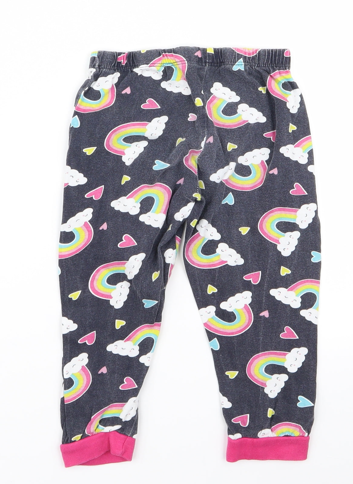 Preworn Girls Blue   Sweatpants Trousers Size 7 Years - rainbow