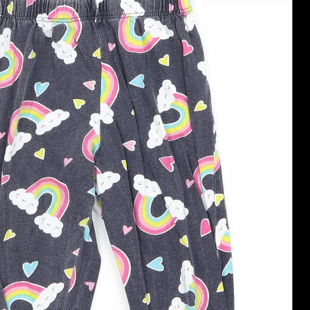 Preworn Girls Blue   Sweatpants Trousers Size 7 Years - rainbow