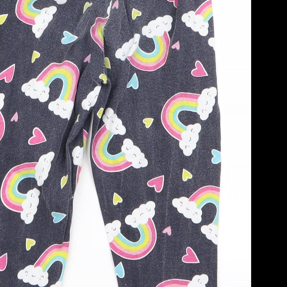 Preworn Girls Blue   Sweatpants Trousers Size 7 Years - rainbow