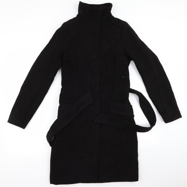 H&M Womens Black   Overcoat Jacket Size 2