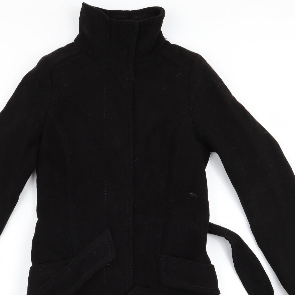 H&M Womens Black   Overcoat Jacket Size 2