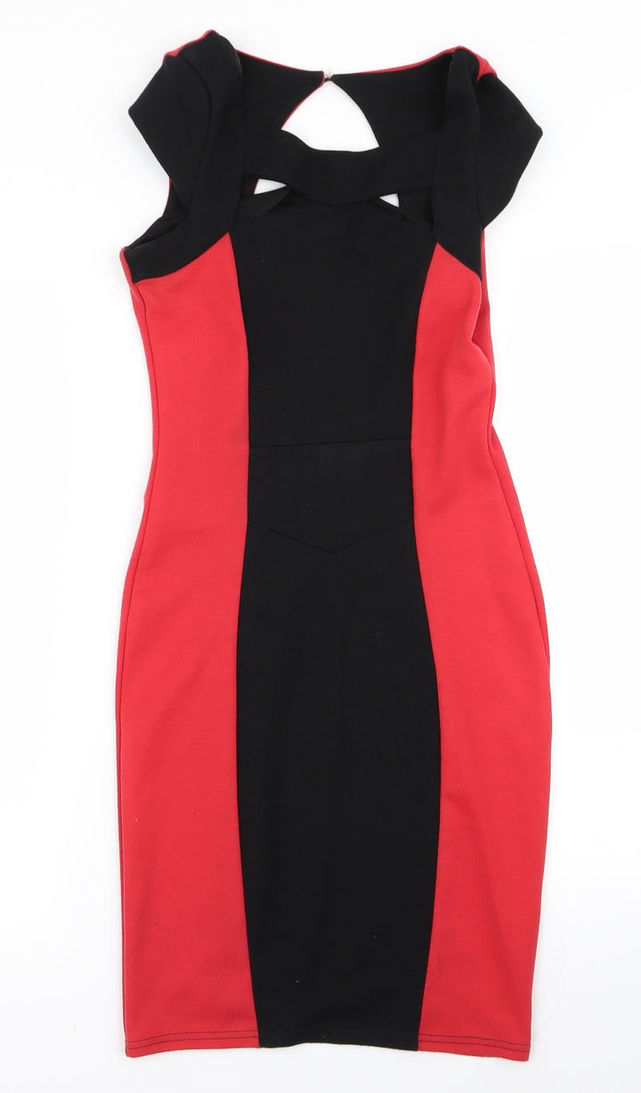 Preworn Womens Red Pencil Dress Size 8