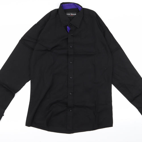 lyon becker Mens Black  Rayon  Button-Up Size M