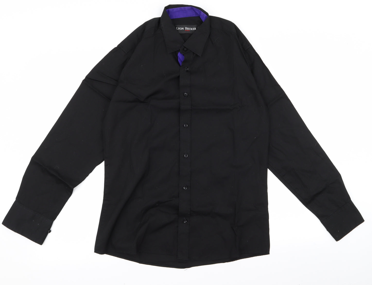 lyon becker Mens Black  Rayon  Button-Up Size M
