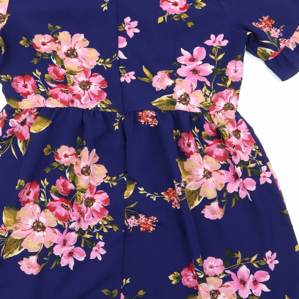 emery rose Womens Blue Floral  A-Line  Size L