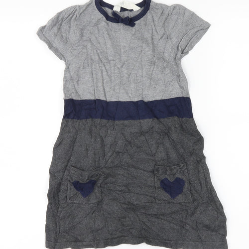H&M Girls Grey   Jumper Dress  Size 5 Years