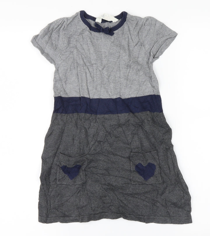 H&M Girls Grey   Jumper Dress  Size 5 Years