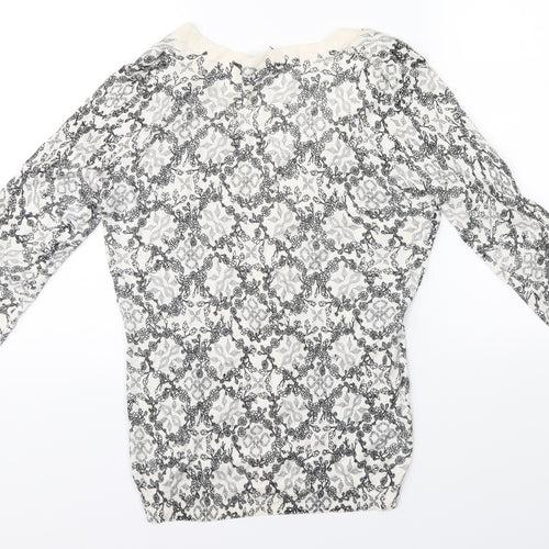 H&M Womens White Floral  Cardigan Jumper Size S