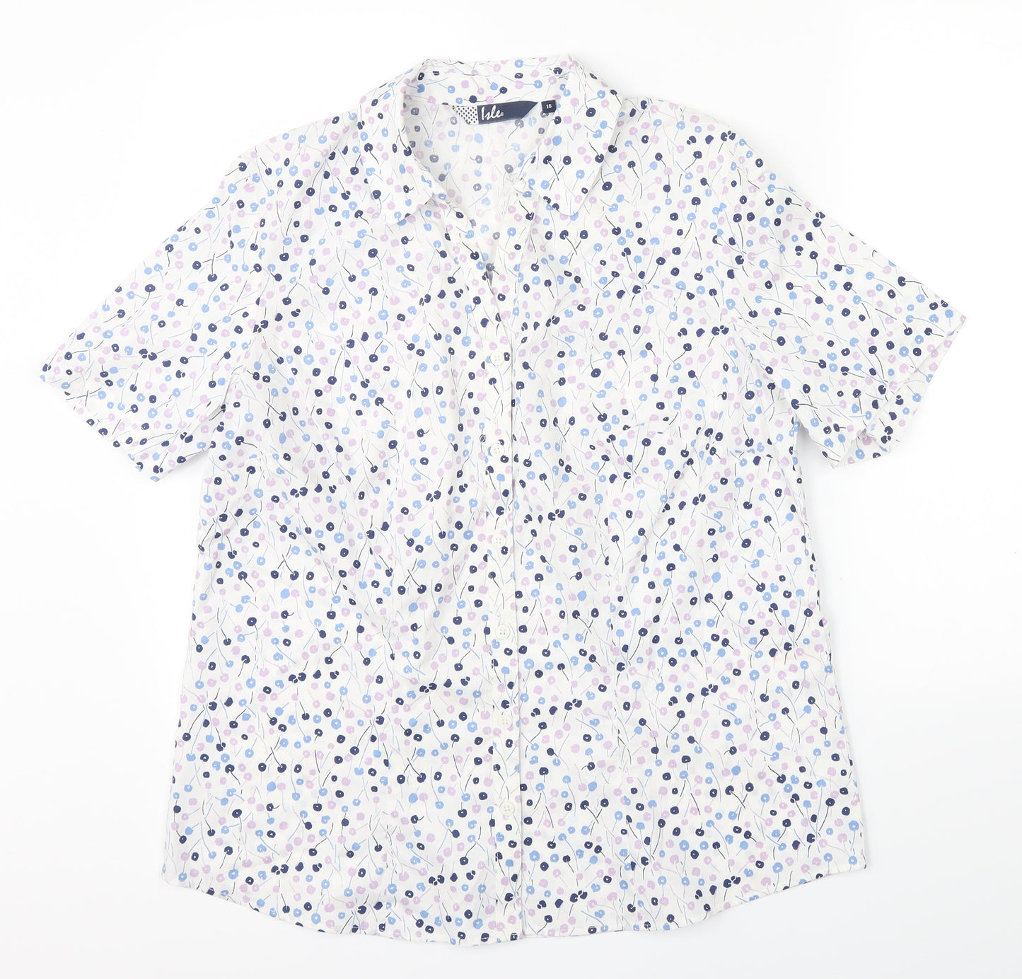 Isle Mens Silver Floral   Button-Up Size 16
