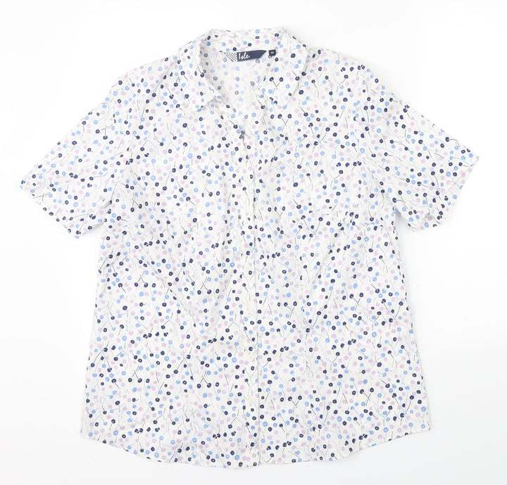 Isle Mens Silver Floral   Button-Up Size 16