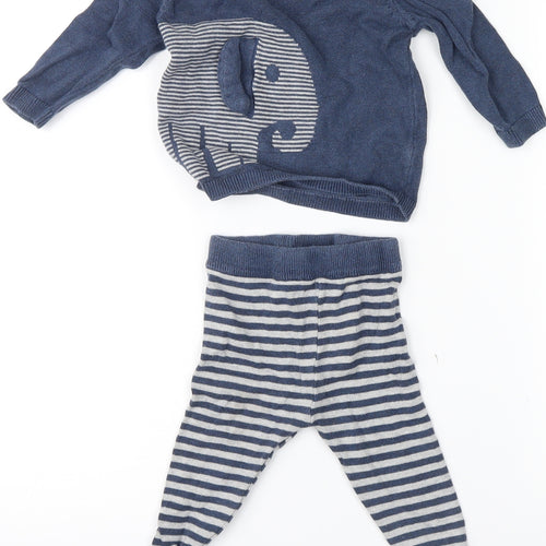 George Boys Blue Striped  Dress Set Outfit/Set Size 3-6 Months