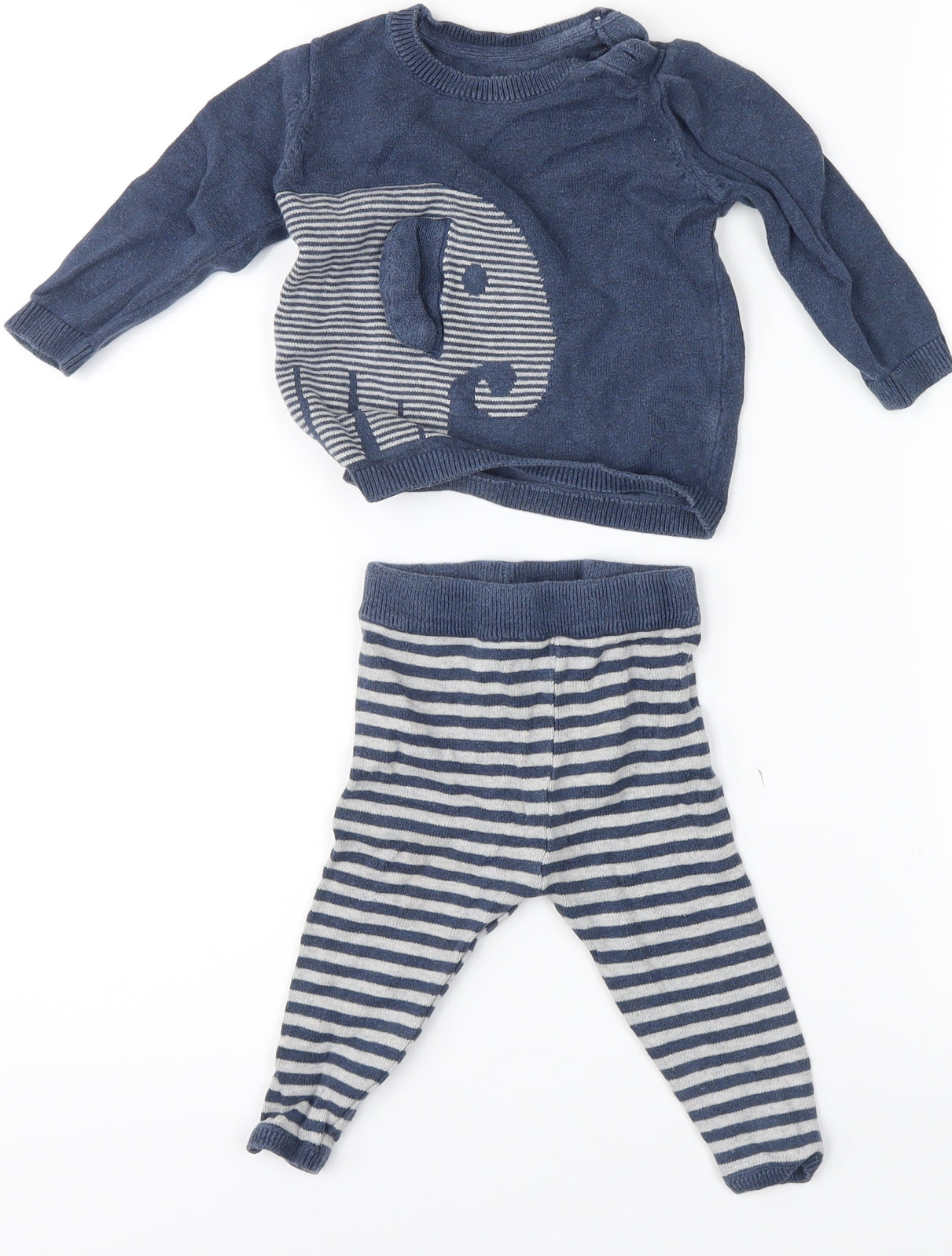 George Boys Blue Striped  Dress Set Outfit/Set Size 3-6 Months