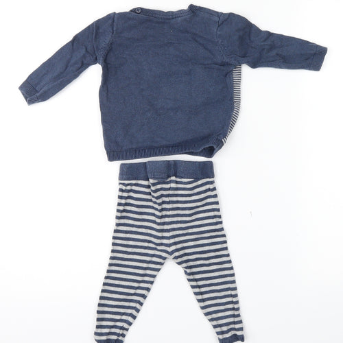 George Boys Blue Striped  Dress Set Outfit/Set Size 3-6 Months