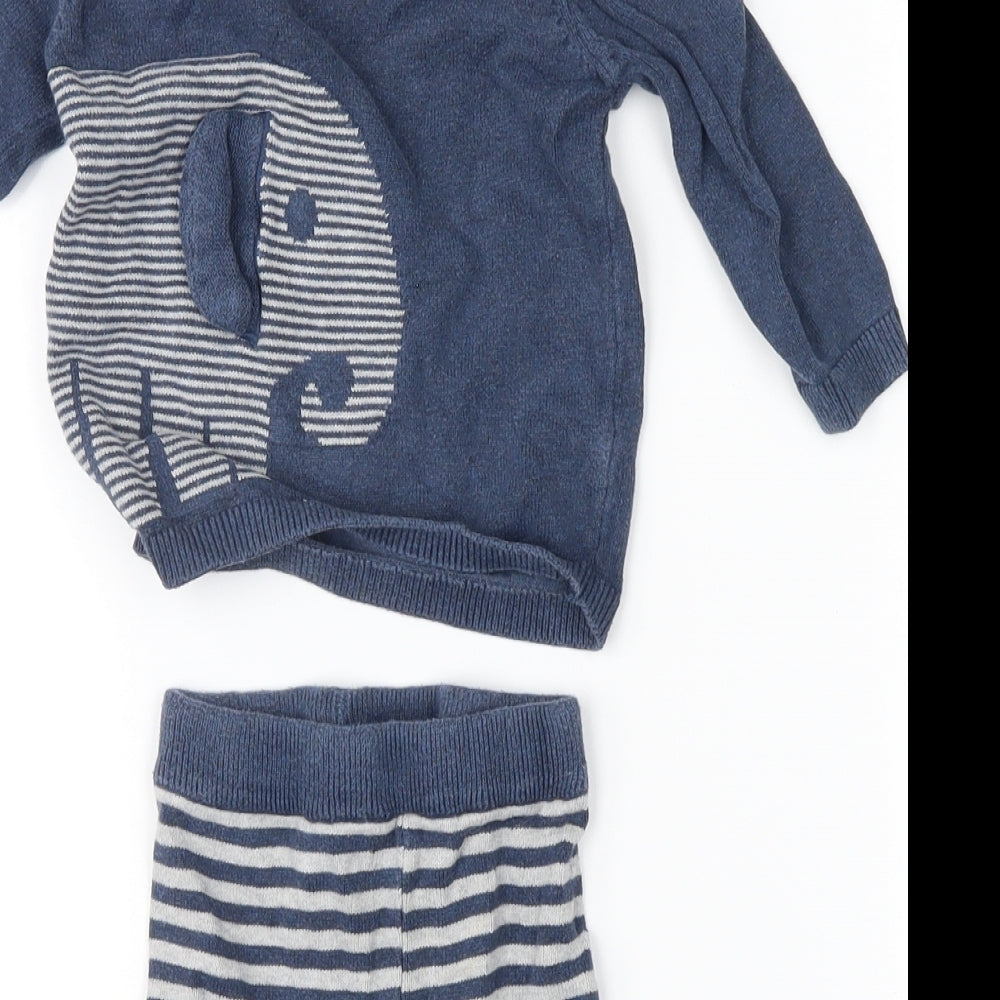 George Boys Blue Striped  Dress Set Outfit/Set Size 3-6 Months