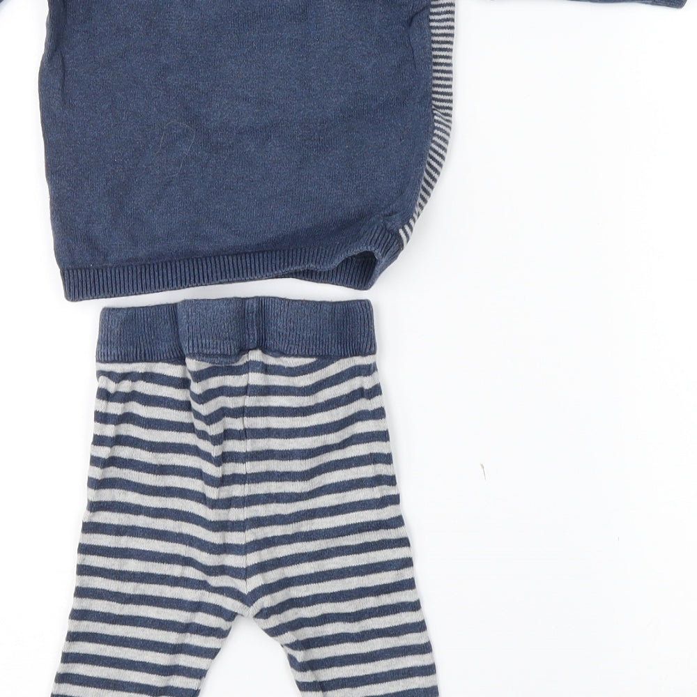 George Boys Blue Striped  Dress Set Outfit/Set Size 3-6 Months