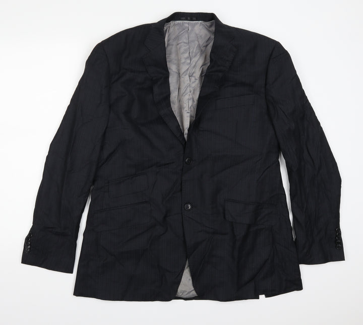 Fascino Mens Blue Striped  Jacket Suit Jacket Size 42