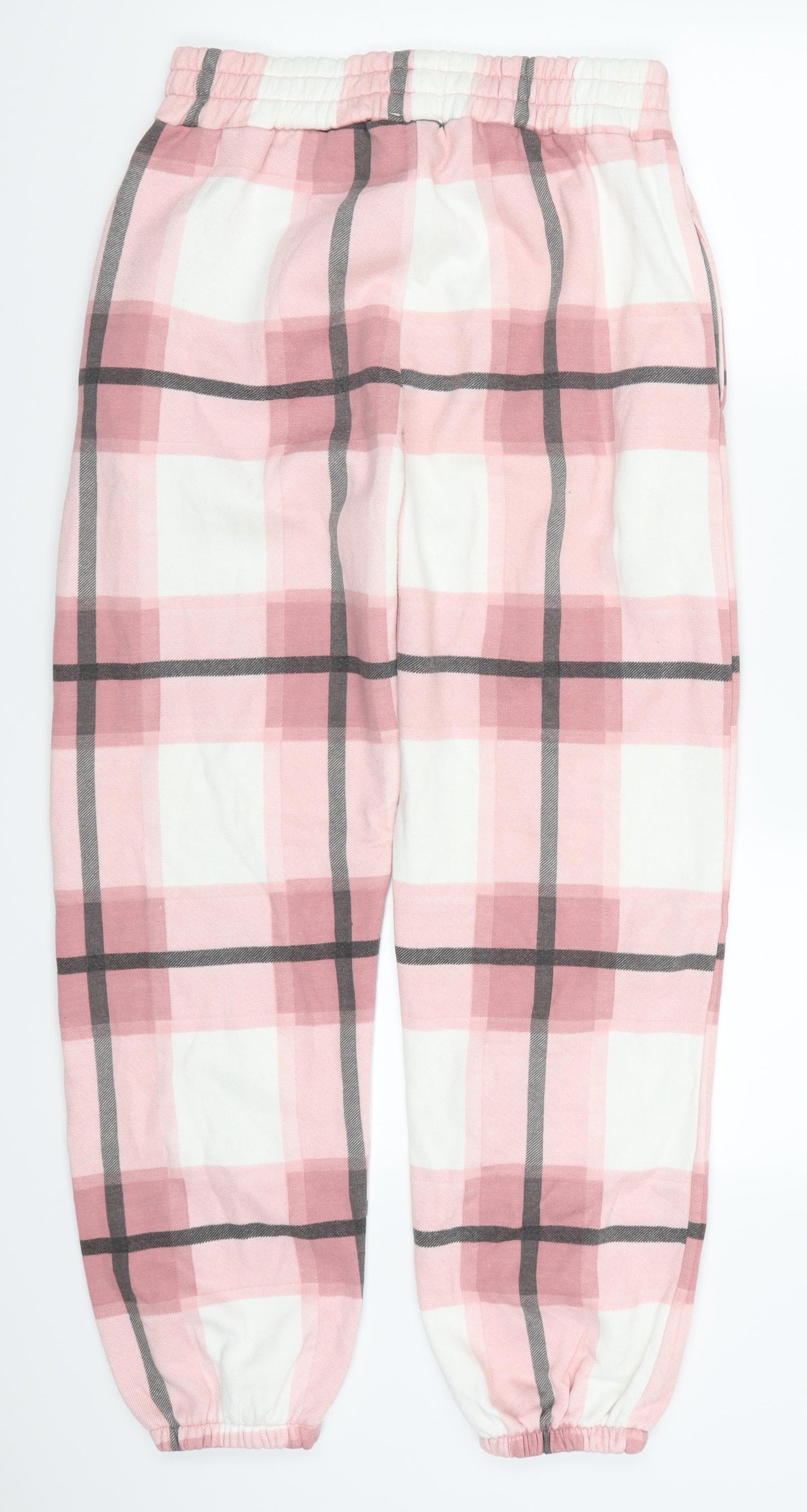 Misspap Womens Pink Check  Sweatpants Trousers Size L L28 in
