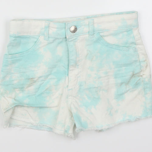 H&M Girls Black  Denim Cut-Off Shorts Size 9-10 Years - Tie Dye