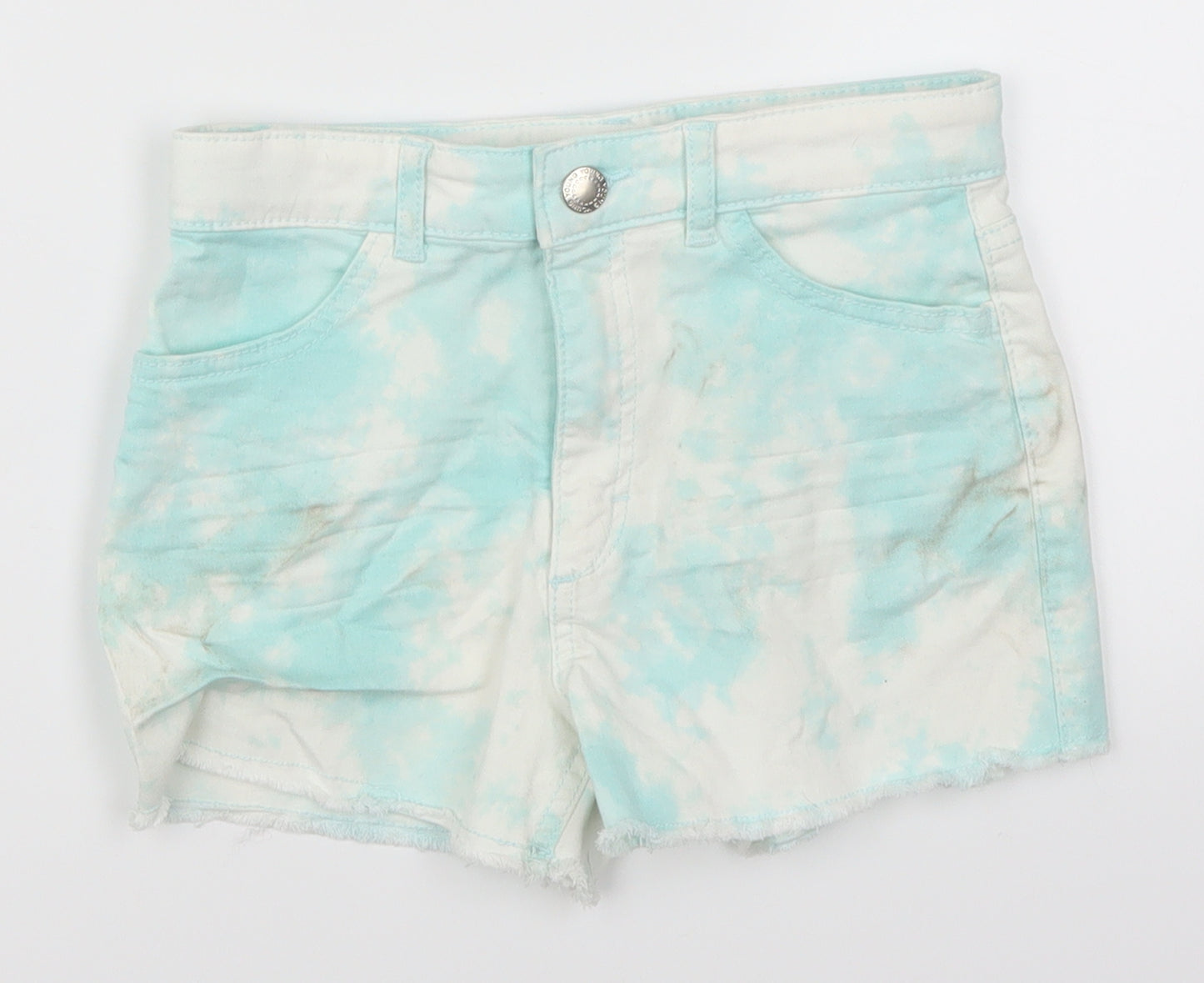 H&M Girls Black  Denim Cut-Off Shorts Size 9-10 Years - Tie Dye