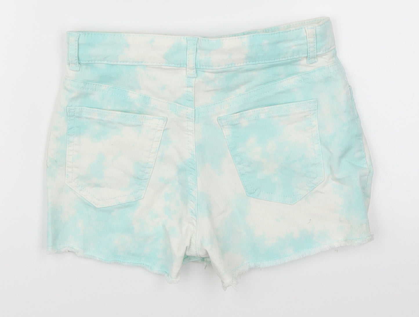 H&M Girls Black  Denim Cut-Off Shorts Size 9-10 Years - Tie Dye