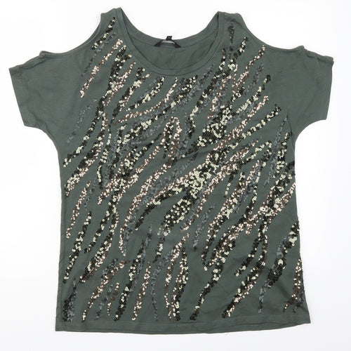 NEXT Womens Green Animal Print  Basic T-Shirt Size 12