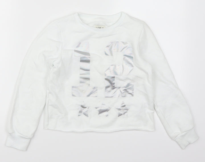 F&F Girls White Pullover Sweatshirt Size 7-8 Years - 12