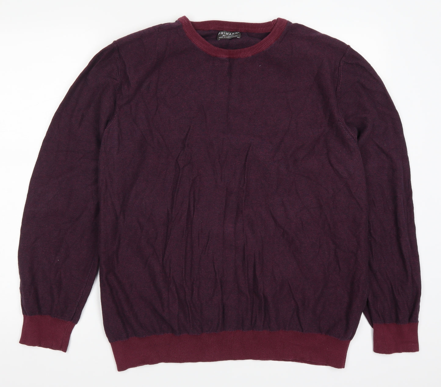 Primark Mens Purple Striped  Pullover Jumper Size 2XL