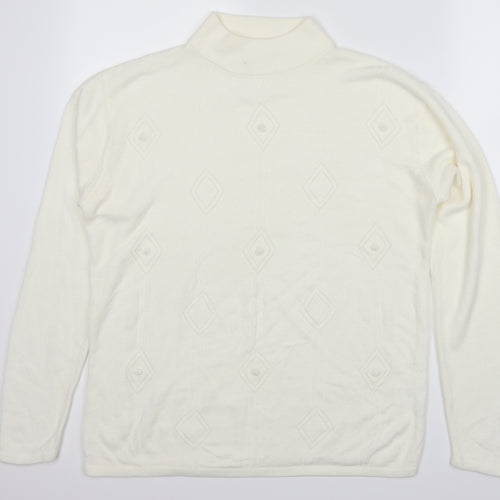 Bonmarché Womens White Argyle/Diamond  Pullover Jumper Size S
