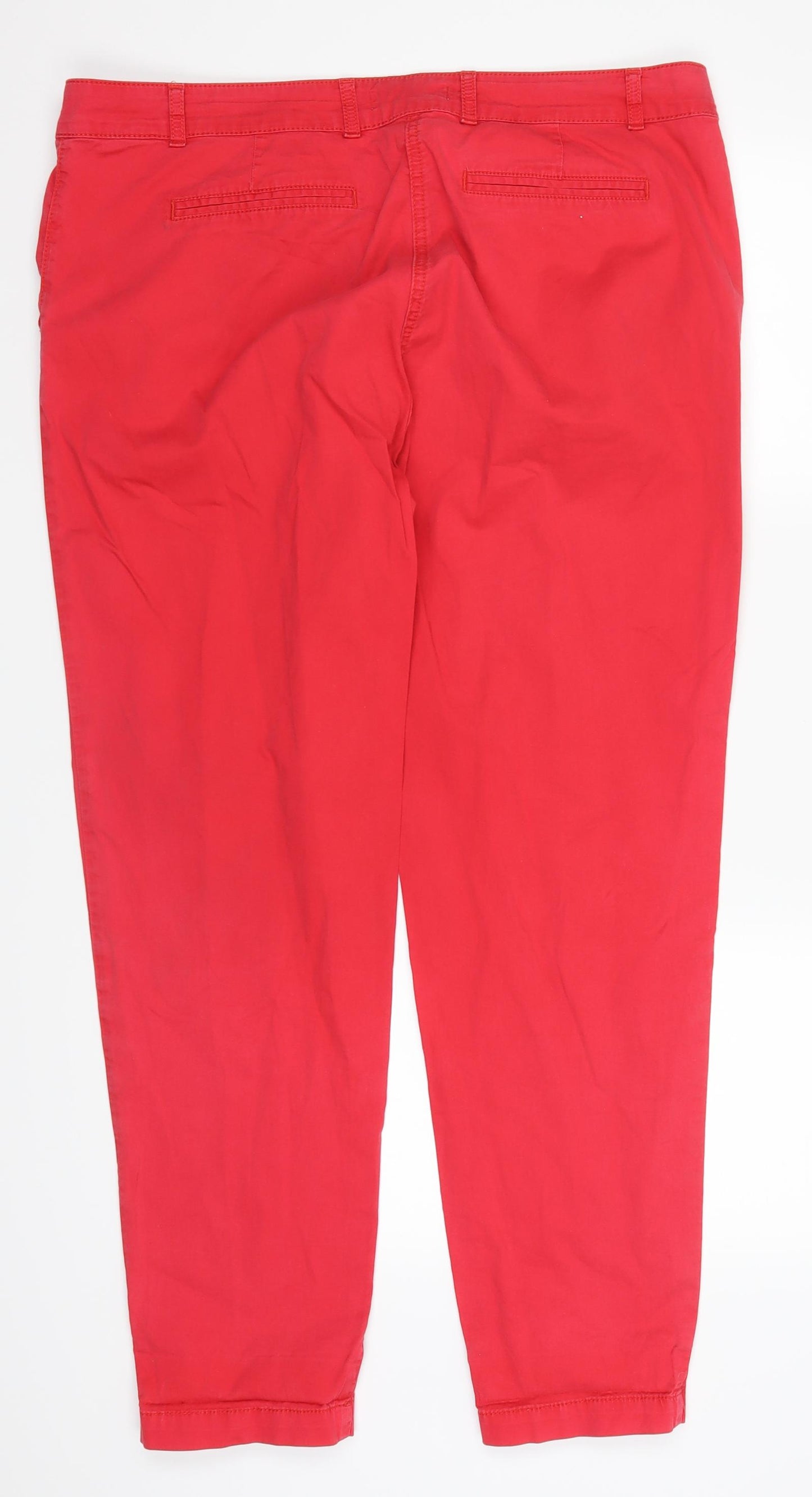 Marks and Spencer Womens Red   Chino Trousers Size 18 L28 in