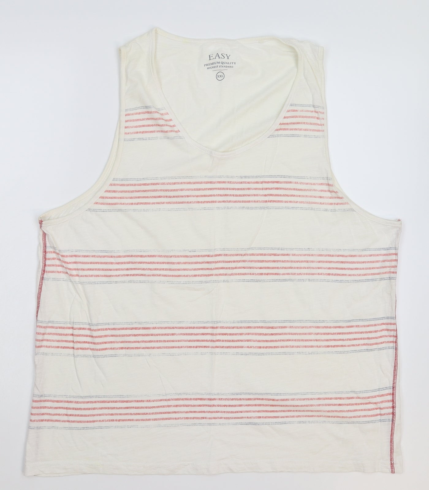 Easy Mens White Striped  Basic Tank Size 2XL