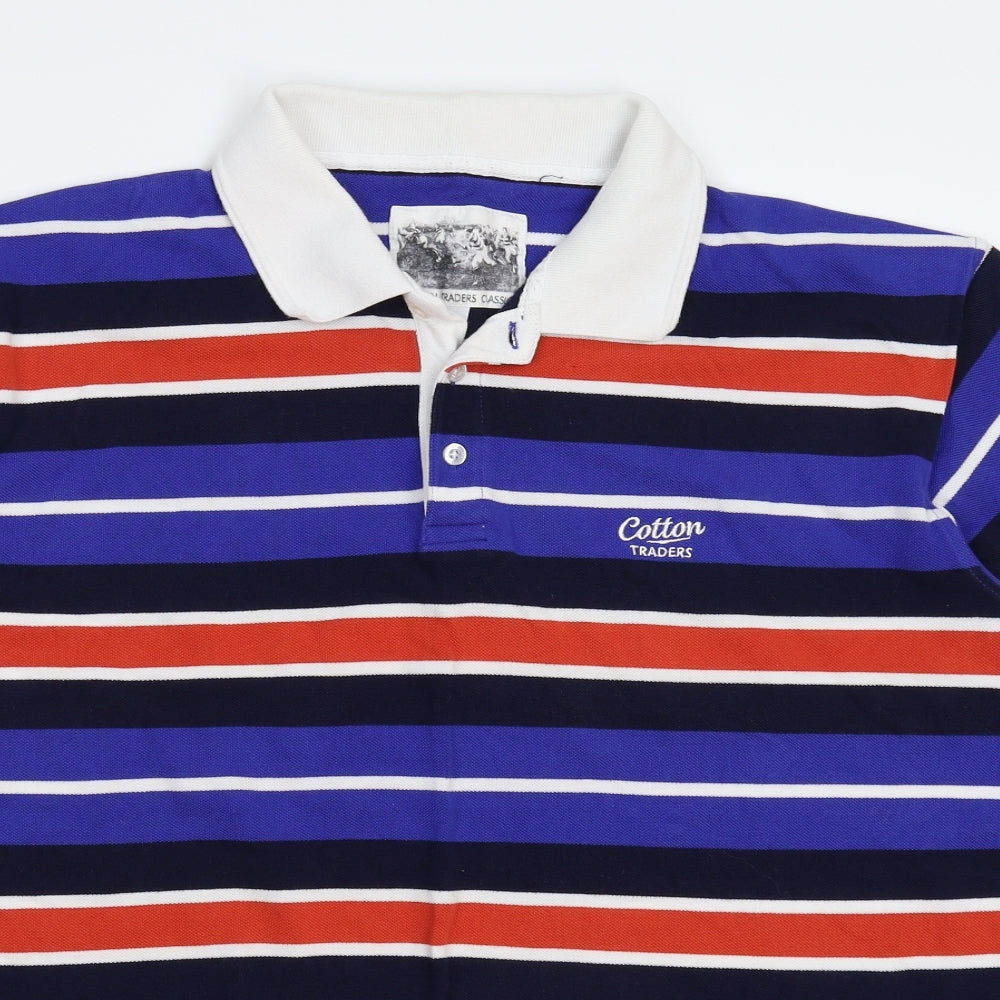 Cotton Traders Mens Multicoloured Striped   Polo Size XL
