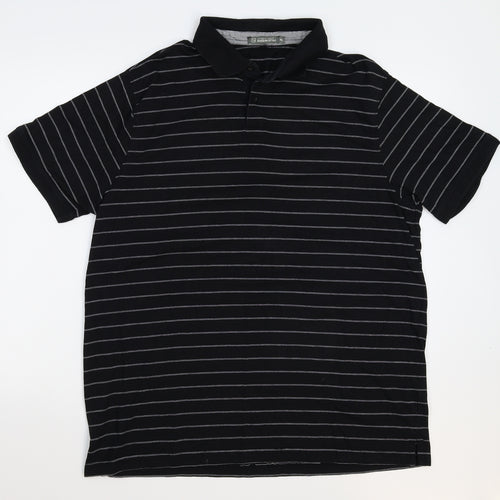 TU Mens Black Striped   Polo Size XL