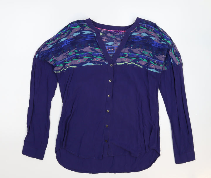 Mexx Womens Blue Geometric Basic Blouse Size 8
