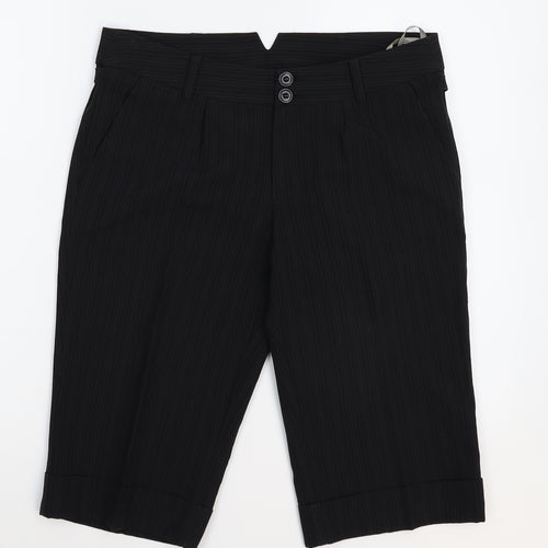 Mexx Womens Black Striped  Chino Shorts Size 12