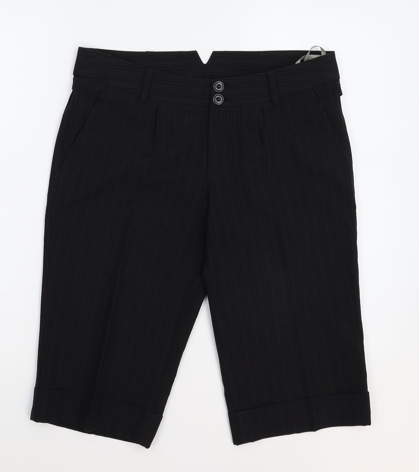 Mexx Womens Black Striped  Chino Shorts Size 12